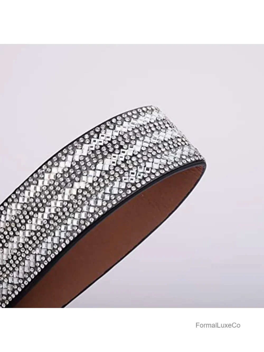Crystal Rhinestone Wide Waist Belt Women Bling Elastic Faux Leather Wedding